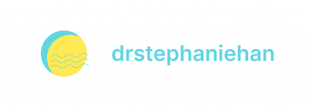 Dr. Stephanie Han logo, yellow circle with blue accents and text "drstephaniehan"